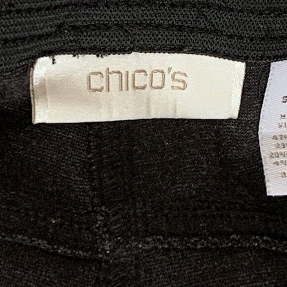 Chico’s Wide Waistband Flare Pants Womens Large Chico’s 2 Black Pull On - Picture 2 of 7